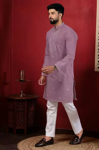 Purple embroidered kurta payjama