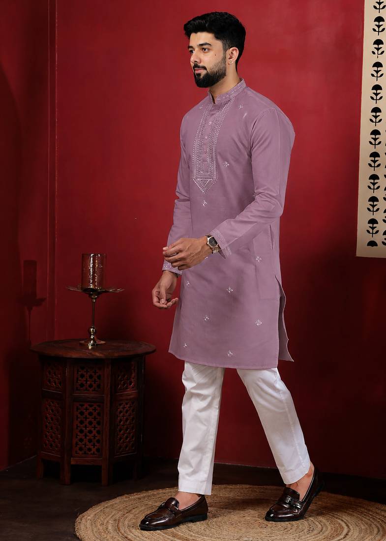 Purple embroidered kurta payjama