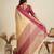 Solid Contrast Temple Border Raw Silk Saree with Striped Zari Woven Detail