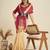 Solid Contrast Temple Border Raw Silk Saree with Striped Zari Woven Detail