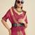 Solid Contrast Temple Border Raw Silk Saree with Striped Zari Woven Detail