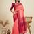 Solid Contrast Temple Border Raw Silk Saree with Striped Zari Woven Detail
