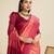 Solid Contrast Temple Border Raw Silk Saree with Striped Zari Woven Detail