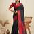 Solid Contrast Temple Border Raw Silk Saree with Striped Zari Woven Detail