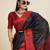Solid Contrast Temple Border Raw Silk Saree with Striped Zari Woven Detail