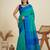 Solid Contrast Temple Border Raw Silk Saree with Striped Zari Woven Detail