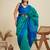 Solid Contrast Temple Border Raw Silk Saree with Striped Zari Woven Detail