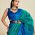 Solid Contrast Temple Border Raw Silk Saree with Striped Zari Woven Detail