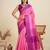 Solid Contrast Temple Border Raw Silk Saree with Striped Zari Woven Detail