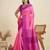 Solid Contrast Temple Border Raw Silk Saree with Striped Zari Woven Detail