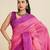 Solid Contrast Temple Border Raw Silk Saree with Striped Zari Woven Detail
