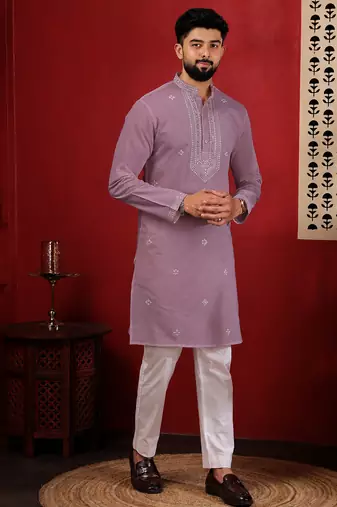 Purple embroidered kurta payjama