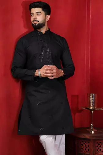 Black embroidered kurta payjama