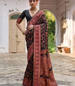 Floral Woven Design Zari Border Pashmina Silk Saree