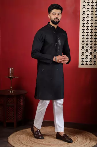Black embroidered kurta payjama