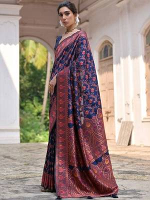 Woven Design Zari Pashmina Banarasi Saree 2