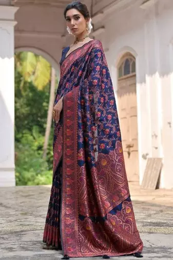 Woven Design Zari Pashmina Banarasi Saree