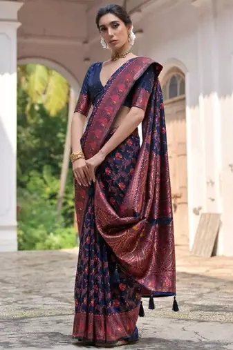 Woven Design Zari Pashmina Banarasi Saree