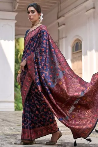 Woven Design Zari Pashmina Banarasi Saree