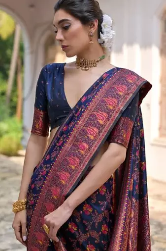 Woven Design Zari Pashmina Banarasi Saree
