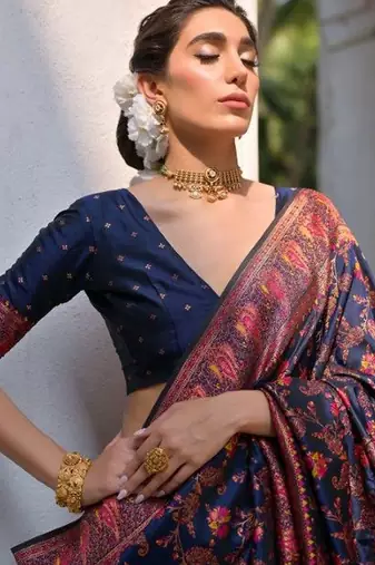Woven Design Zari Pashmina Banarasi Saree