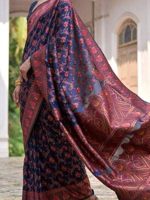 Woven Design Zari Pashmina Banarasi Saree 7