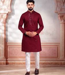 Maroon embroidered kurta payjama