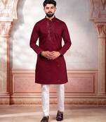 Maroon embroidered kurta payjama