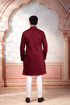 Maroon embroidered kurta payjama 2