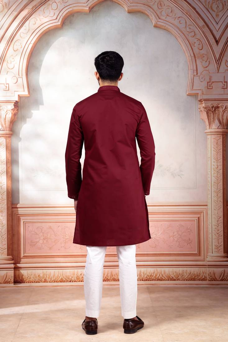 Maroon embroidered kurta payjama
