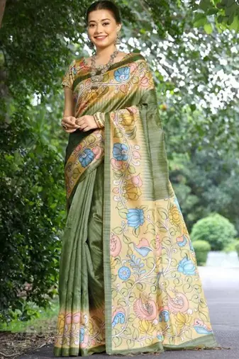 Floral Silk Cotton Tussar Saree