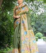 Floral Silk Cotton Tussar Saree