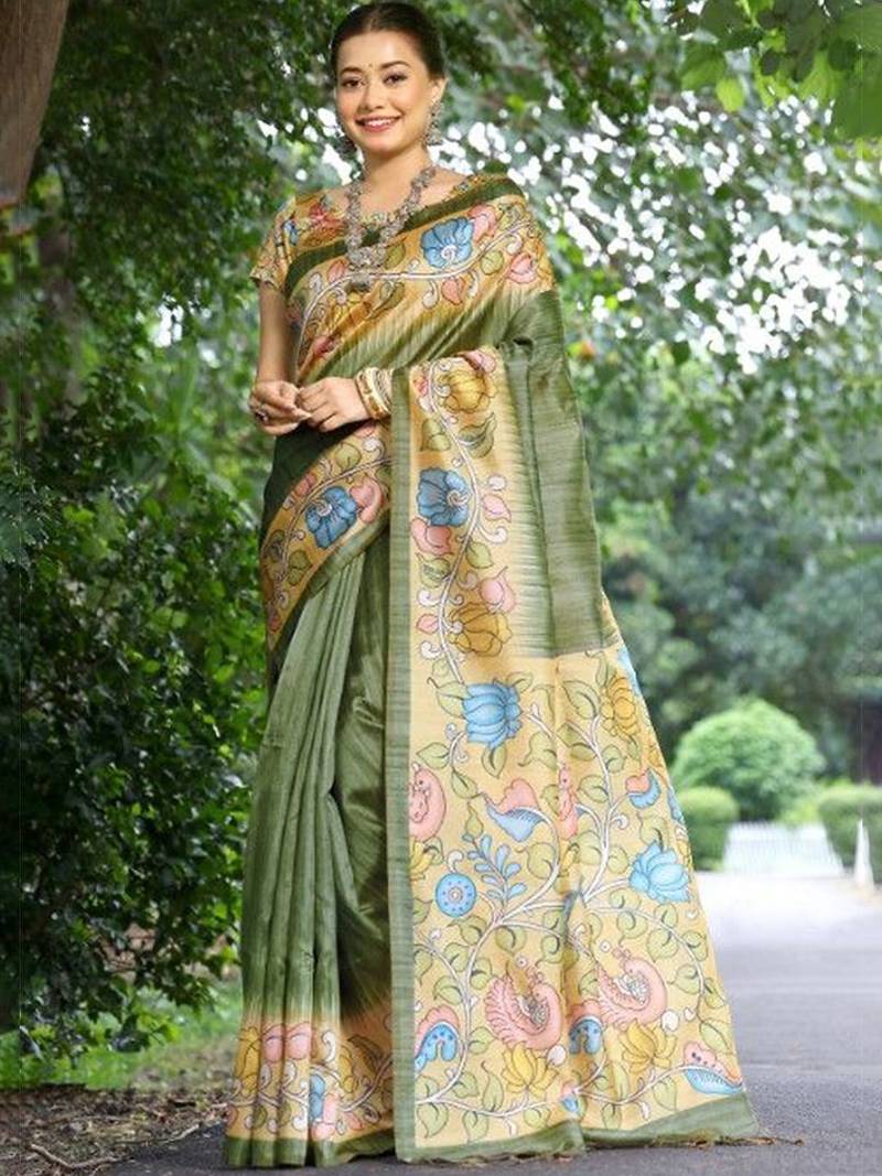 Floral Silk Cotton Tussar Saree