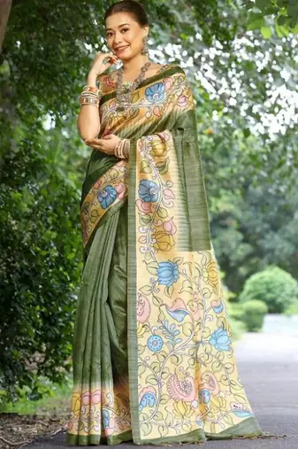 Floral Silk Cotton Tussar Saree