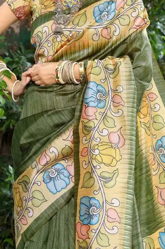 Floral Silk Cotton Tussar Saree