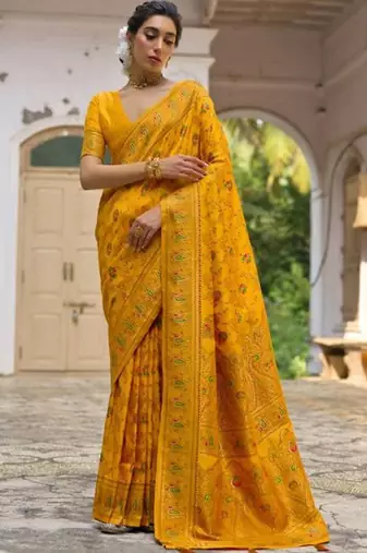 Floral Zari Pashmina Banarasi Saree