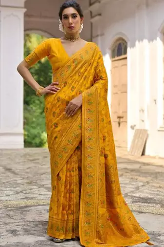 Floral Zari Pashmina Banarasi Saree