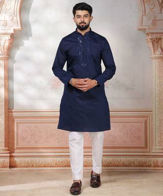 Blue embroidered kurta payjama 1