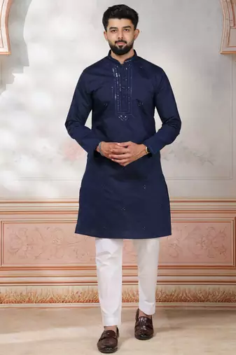 Blue embroidered kurta payjama