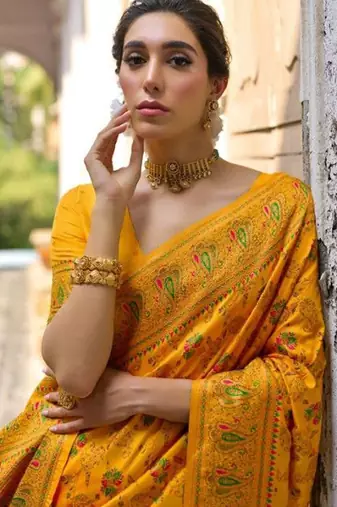 Floral Zari Pashmina Banarasi Saree