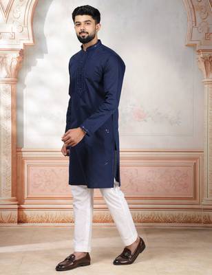 Blue embroidered kurta payjama 4