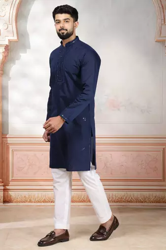 Blue embroidered kurta payjama