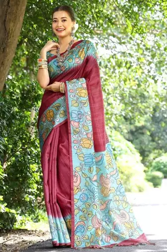Floral Silk Cotton Tussar Saree