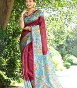 Floral Silk Cotton Tussar Saree