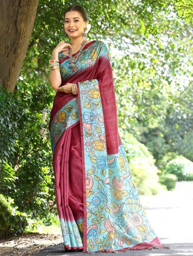 Floral Silk Cotton Tussar Saree