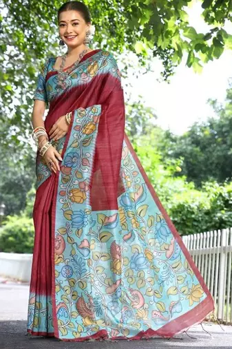 Floral Silk Cotton Tussar Saree
