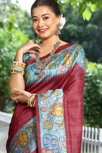 Floral Silk Cotton Tussar Saree