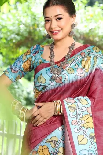 Floral Silk Cotton Tussar Saree
