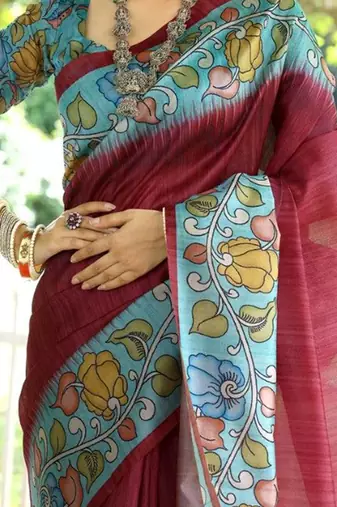 Floral Silk Cotton Tussar Saree