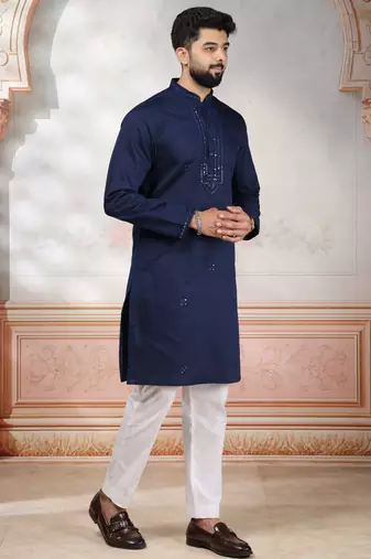 Blue embroidered kurta payjama